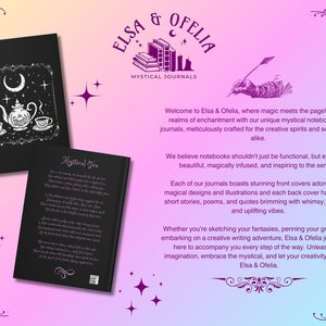 Friendship Journal, Witchy Friends Notebook, Magical Tea with Friends Diary, Crescent Moon and Stars Journal, Tea Lovers Gift For Friendship