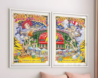 Dead And Company Poster 2 Piece Wall Art Framed & Unframed, Chicago The Final Tour Poster, Dead and co, Art Prints, Dead and Company Gift
