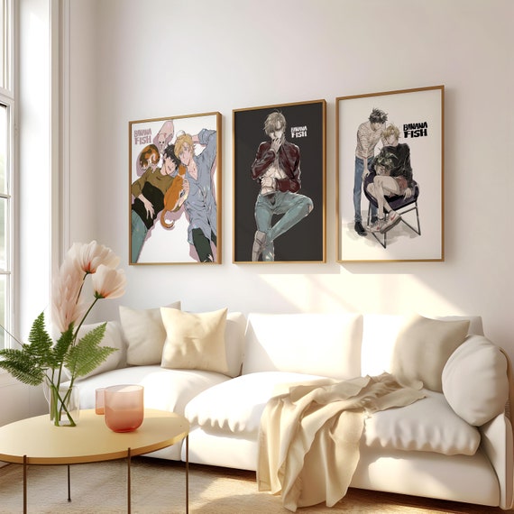 Banana Fish Art Set of 3 Framed / Unframed & Canvas Anime Art BANANA FISH Ani-Art セット