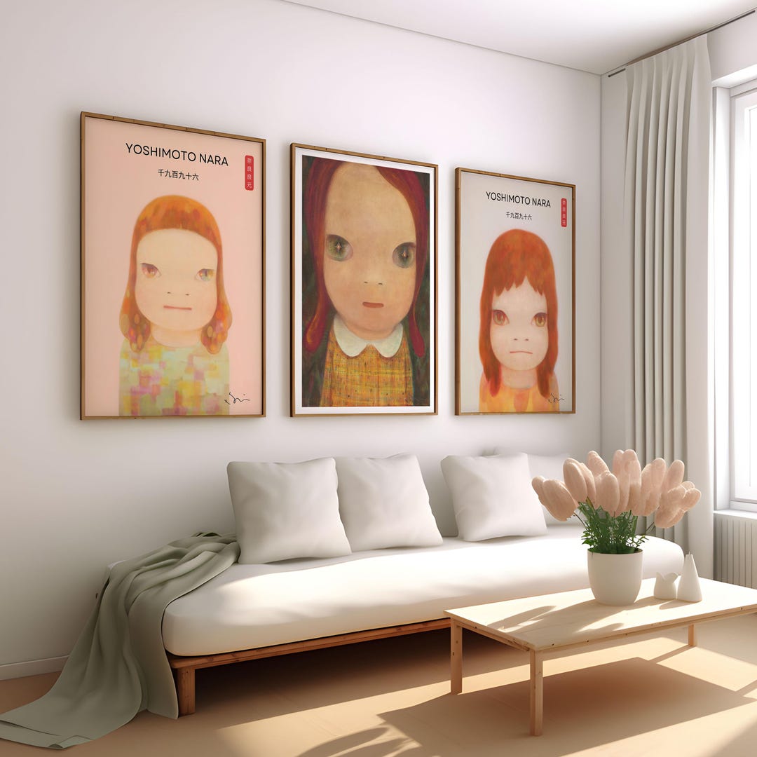 Yoshimoto Nara Wall Art Signed Set of 3 Canvas / Art Print / Framed ...