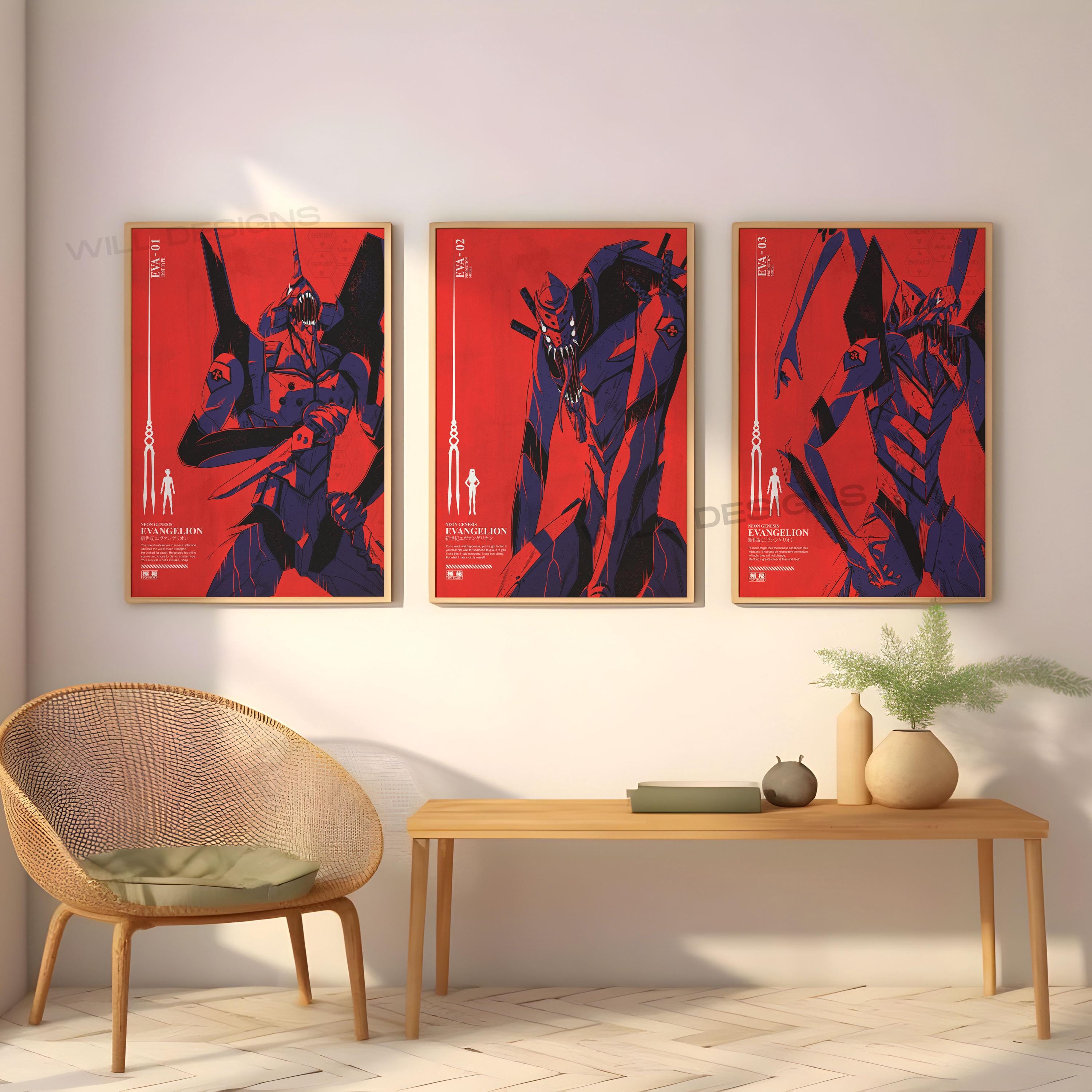 Neon Genesis Evangelion 3 Piece Wall Art Canvas / Art Prints