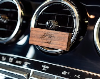 Handmade Walnut Wood Car Fragrance with engraving I Car Air Freshener | Handmade Wood Aroma Diffuser | Gift For Car Enthusiast