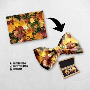 Papillon personalizzato con cinturino dalla tua foto in scatola regalo in legno - progetta il tuo papillon - Crea un regalo per fidanzato o fidanzata con accessori divertenti