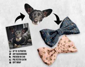 Papillon con facce personalizzate sul cinturino dalla tua foto - disegna il tuo selfie - Crea un regalo personalizzato per fidanzato e fidanzata divertente del tuo animale domestico