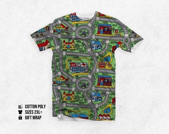 Track carpet nostalgia play rug road shirt - funny roads childhood cars playing 80s 90s Car Road Race Mat city