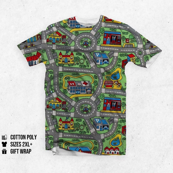 Track carpet nostalgia play rug road shirt - funny roads childhood cars playing 80s 90s Car Road Race Mat city
