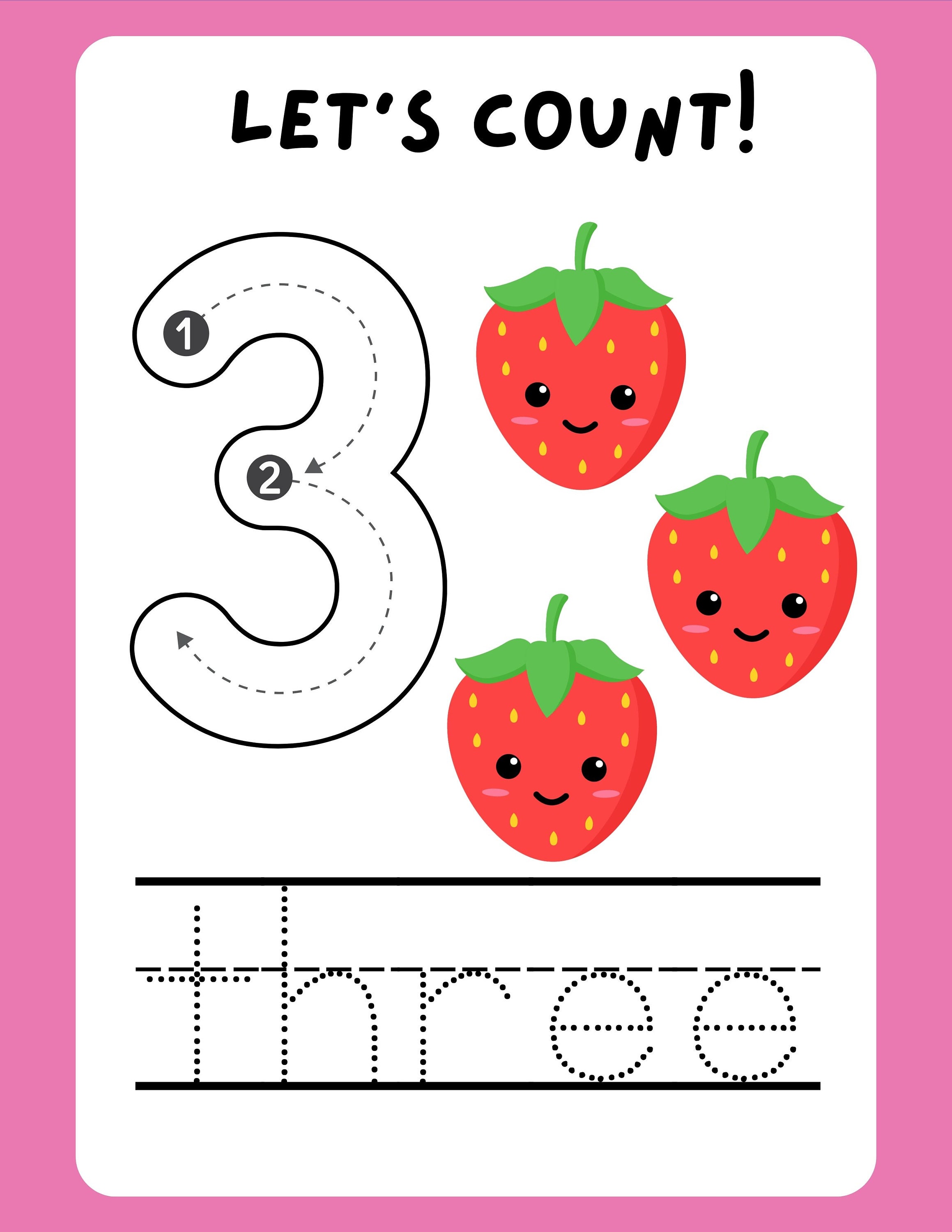 Number Tracing Flashcards Number Activity Fruit Counting Homeschool ...