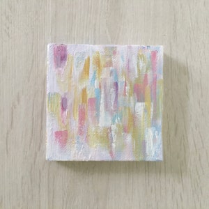 Original Abstract Minimalist Painting | 3x3in Acrylic Canvas Painting with Easel, Small Painting, Hand Painted