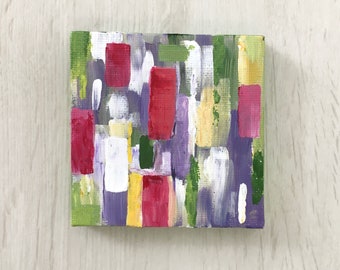 Original Abstract Minimalist Painting | 3x3in Acrylic Painting, Hand Painted, Small Canvas Artwork