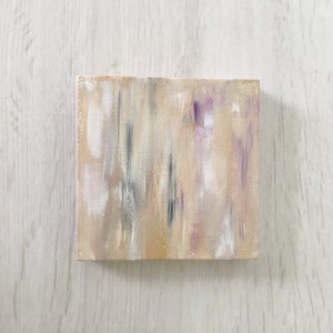 Wet Sand Original Abstract Minimalist Painting | 3x3in Canvas Painting with Easel, Acrylic Painting, Mini Painting, Hand painted