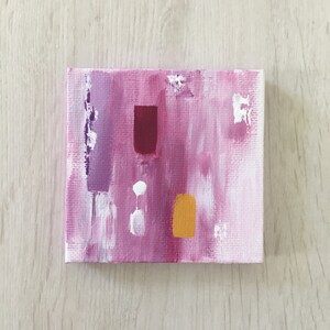 Peinture minimaliste abstraite originale | 3 x 3 po. Peinture acrylique, peinte à la main, petite oeuvre d&#39;art sur toile