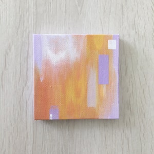 Peinture minimaliste abstraite originale | Peinture acrylique 3 x 3 pouces, peinte à la main, petite oeuvre d&#39;art sur toile