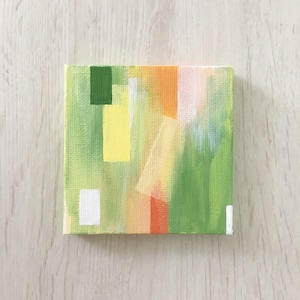 Peinture minimaliste abstraite originale | Peinture acrylique 3 x 3 pouces, peinte à la main, petite oeuvre d&#39;art sur toile