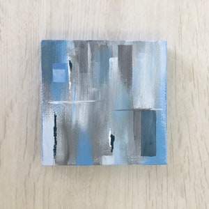 Peinture minimaliste abstraite originale | Peinture acrylique 3 x 3 pouces, peinte à la main, petite oeuvre d&#39;art sur toile