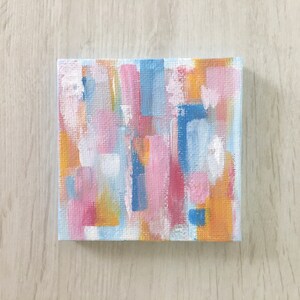 Candy Boost Original Abstract Minimalist Painting | 3x3in Acrylic Painting with Easel, Home Painted, Small Painting