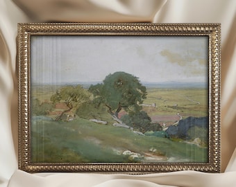 Framed Mini Vintage Landscape Giclée Art Print, Gold Frame (8”x6”) - Housewarming Gift Traditional Home Decor
