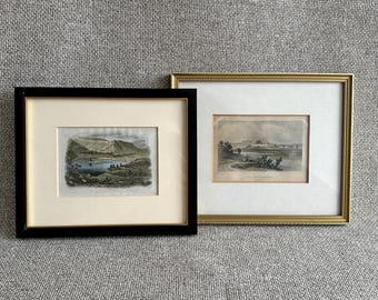 Gravuras em aço coloridas à mão de época – Lago Grasmere e cidade de Carlisle (c. 1840–1850) | Conjunto ou compra individual