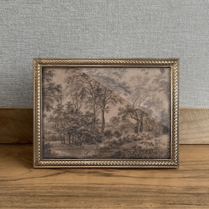 Framed Mini Vintage Tree Sketch Giclée Art Print, Gold Frame (8”x6”) - Housewarming Gift Traditional Home Decor