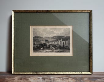 Vintage 1830s German Steel Engraving by Carl Ludwig Frommel - 12.2"x9.8" – Single or Pair, Framed Historic Print Sketched Art
