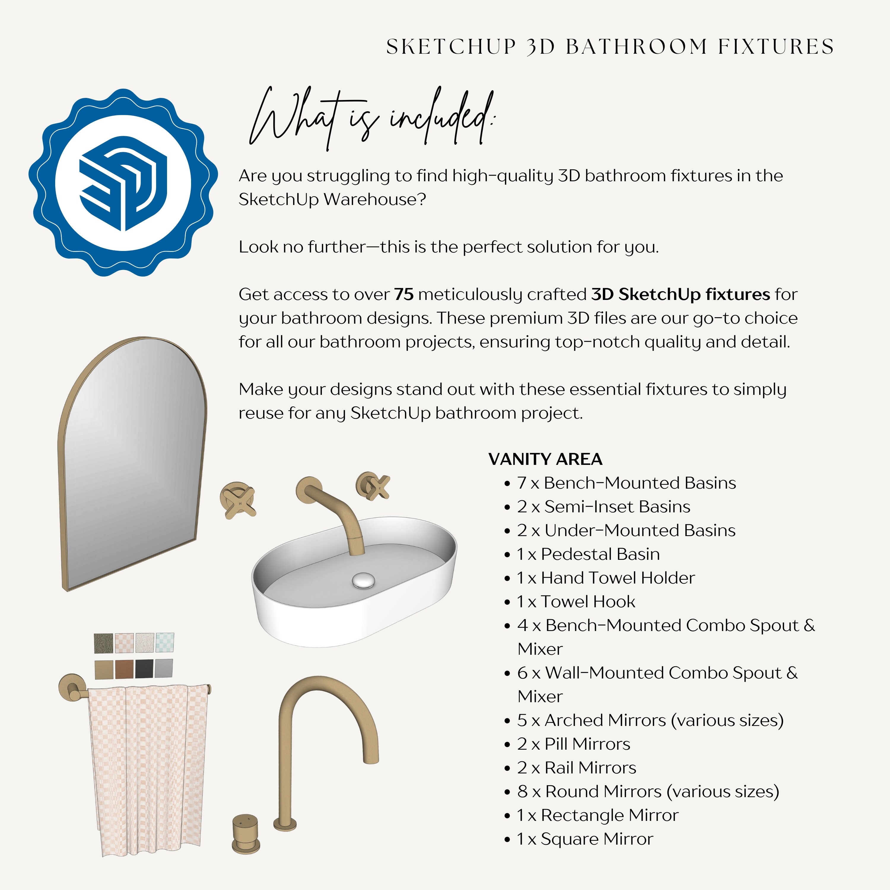 3D BATHROOM FIXTURES I Sketchup Bathroom Fixtures I Interior Design Ressources | Bathroom Design ...