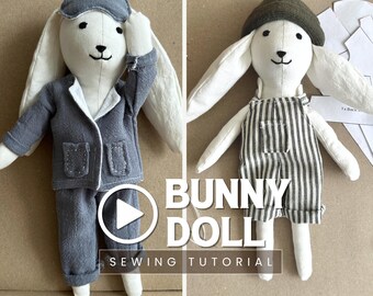 Coudre un lapin en peluche et des tenues : tutoriel vidéo étape par étape (téléchargement instantané)
