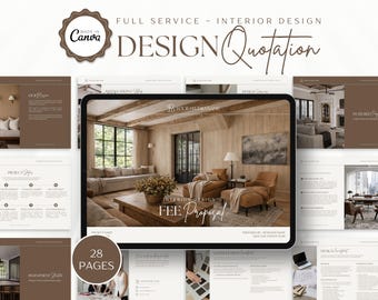 Interior Design Quotation Template, Fee Proposal, Price Quote - Full-Service Design (Canva Template)