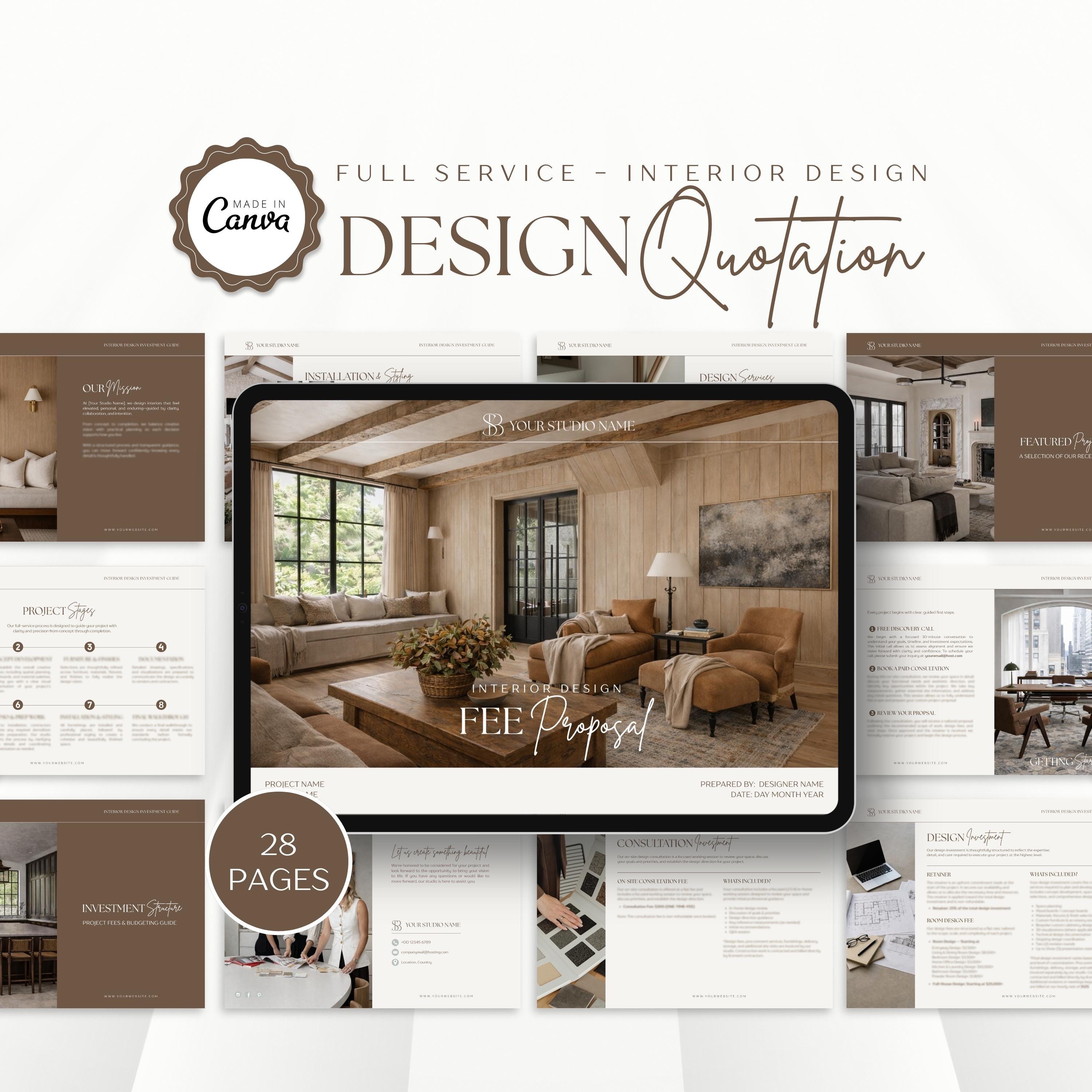 Interior Design Quotation Template, Fee Proposal, Price Quote - Full ...