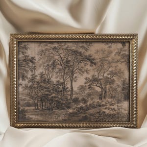 Framed Mini Vintage Tree Sketch Giclée Art Print, Gold Frame (8”x6”) - Housewarming Gift Traditional Home Decor