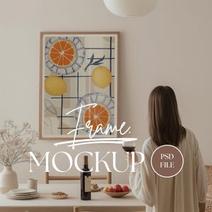 Frame Mockup | Vertical Frame Format for Art Display | Poster Frame Mockup | PSD Photoshop Photopea Person Frame Mockup | No. VF024