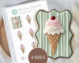 Ice Cream Cookie Icing Transfer Sheet Template (Digital Download)