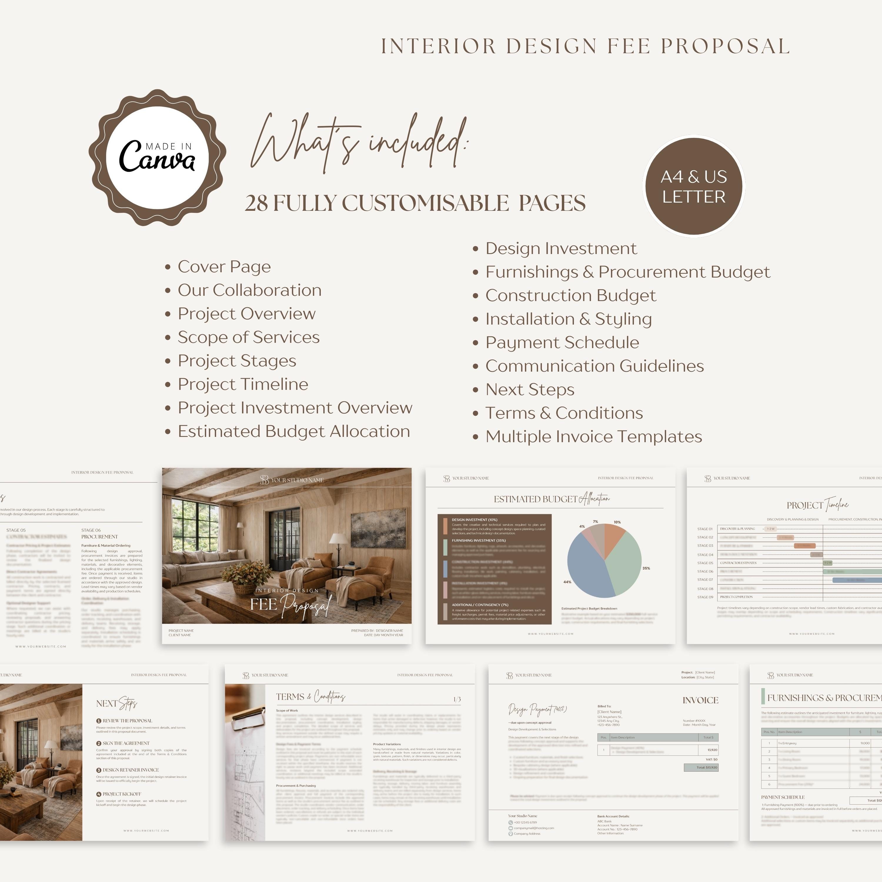 Interior Design Quotation Template, Fee Proposal, Price Quote - Full ...