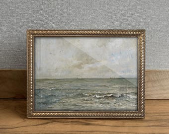 Framed Mini Vintage Coastal Rough Scene Giclée Art Print, Gold Frame (8”x6”) - Housewarming Gift Traditional Home Decor