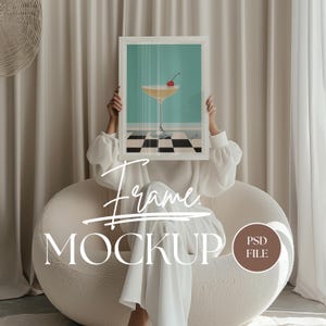 Vertical Frame Mockup for Art Display Interior Frame Mockup PSD Photoshop Photopea Mykonos Style Frame Mockup | No. VF007