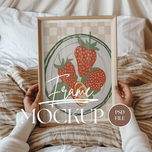 Vertical Person Holding Frame Poster Frame Mockup Glass Frame Mockup With Person Thin Wood Frame Mockup | PSD Photoshop Photopea | No. VF003