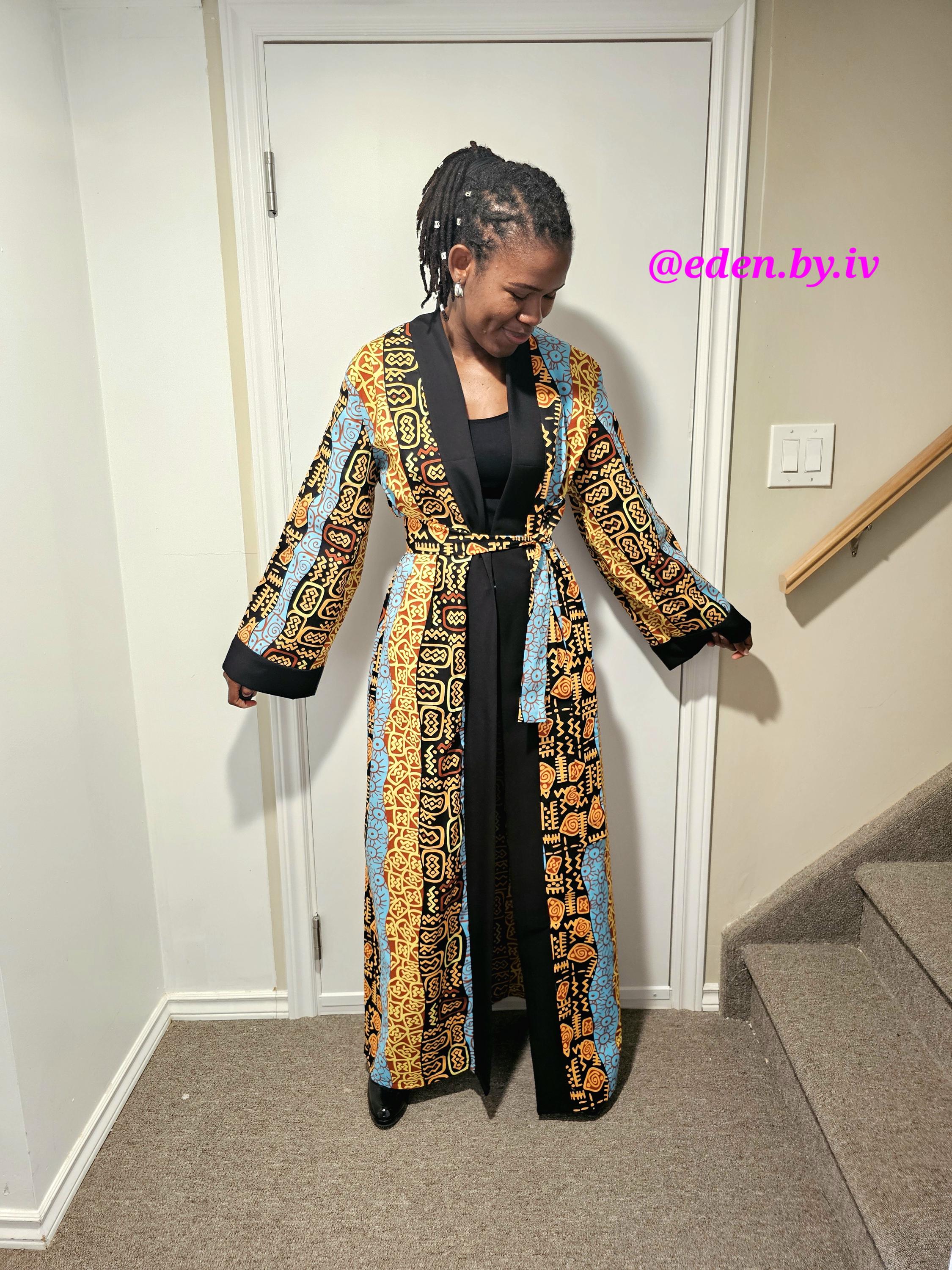 Ankara Kimono: African Print Maxi Jacket With Flare Sleeves - Etsy