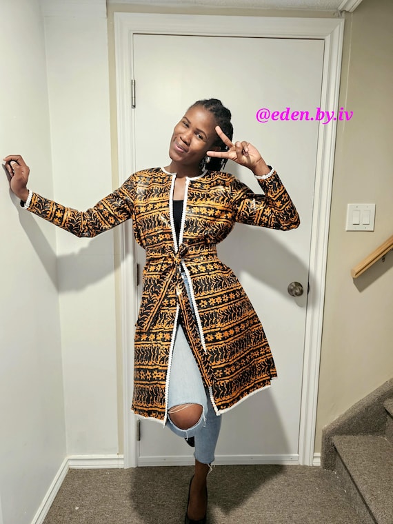African Print Long Kimono Jacket | Women Ankara Duster Coat | Open Front  Statement Layer With Trim | Modern African Fashion | Gift for Her - Etsy