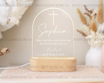 Acrylic Night Light for Baptism Christening with Personalised Message