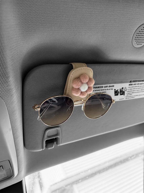 Supporto Magnetico Per Occhiali Da Sole In Pelle Per Visiera Auto - Clip Porta Occhiali Per Camion (Rosa)