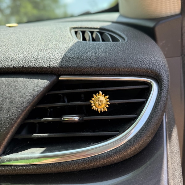 Gold Sun Car Vent Clip Charm: Boho Magnetic Car Accessory