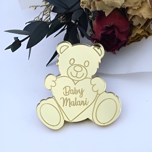 20 stuks teddybeer op maat spiegel acryl babyshower bedankjes - gepersonaliseerd kraamcadeau