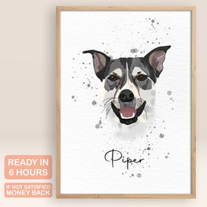 Watercolor pet portrait from photo for dog , Custom engagement gift for anniversary, Custom gift for girlfriend boyfriend, Bridesmaid gift