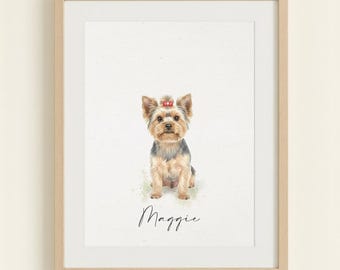 Custom Watercolor Portraits Using Pet Photo Personalized Gift, Digital Dog Portraits, Cat Portrait, Pet Memorial Gift, Pet Painting