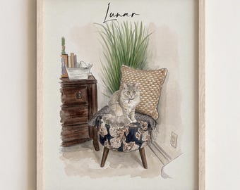 Mini Custom Watercolor Cat Portrait, Cat Memorial, Cat Loss Gift, Cat Lover Gift, Pet Painting, Miniature Painting, Tiny Paintings