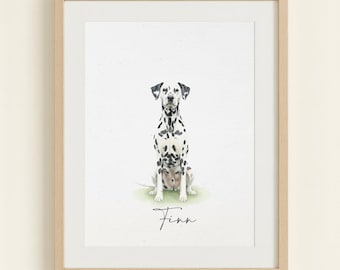 Custom Pet Portrait, Personalised Dog Illustration, Dog Cat Wall Art, Hand Drawn Pet Gift, Digital Artwork, Pet Memorial Christmas Gift