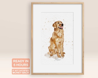Mini Custom Watercolor Pet Portrait, Pet Painting, Miniature, Valentine&#39;s Day, Dog Painting, Pet Memorial Gift