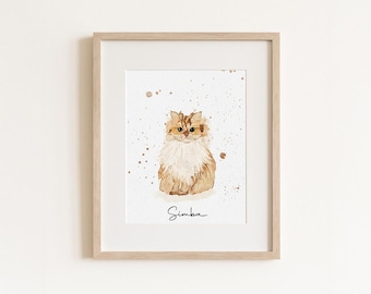 Custom Pet Portrait, Watercolor Dog or Cat Art, Personalized Pet Gift, Hand Painted Animal Illustration, Pet Lover Wall Decor