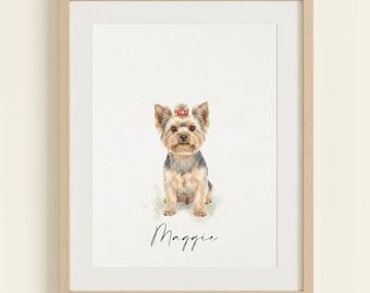 Custom Watercolor Portraits Using Pet Photo Personalized Gift, Digital Dog Portraits, Cat Portrait, Pet Memorial Gift, Pet Painting