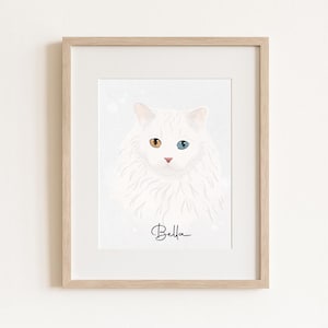 Custom Cat Artwork, Digital Pet Portrait, Personalized Cat Drawing, Watercolor Pet Print, Pet Owner Gift Idea
