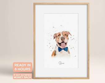 Pet Portrait, Hand-illustrated Custom Portrait, Personalized Dog Wall Art, Pet Memorial Ideas, Digital or Print, Couple Gift, Dog, Cat, Gift