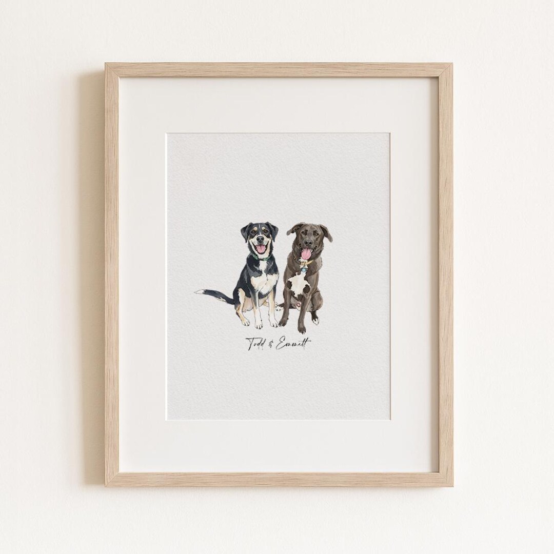 Custom Watercolor Pet Portrait Hand-painted Dog Painting From Photo ...